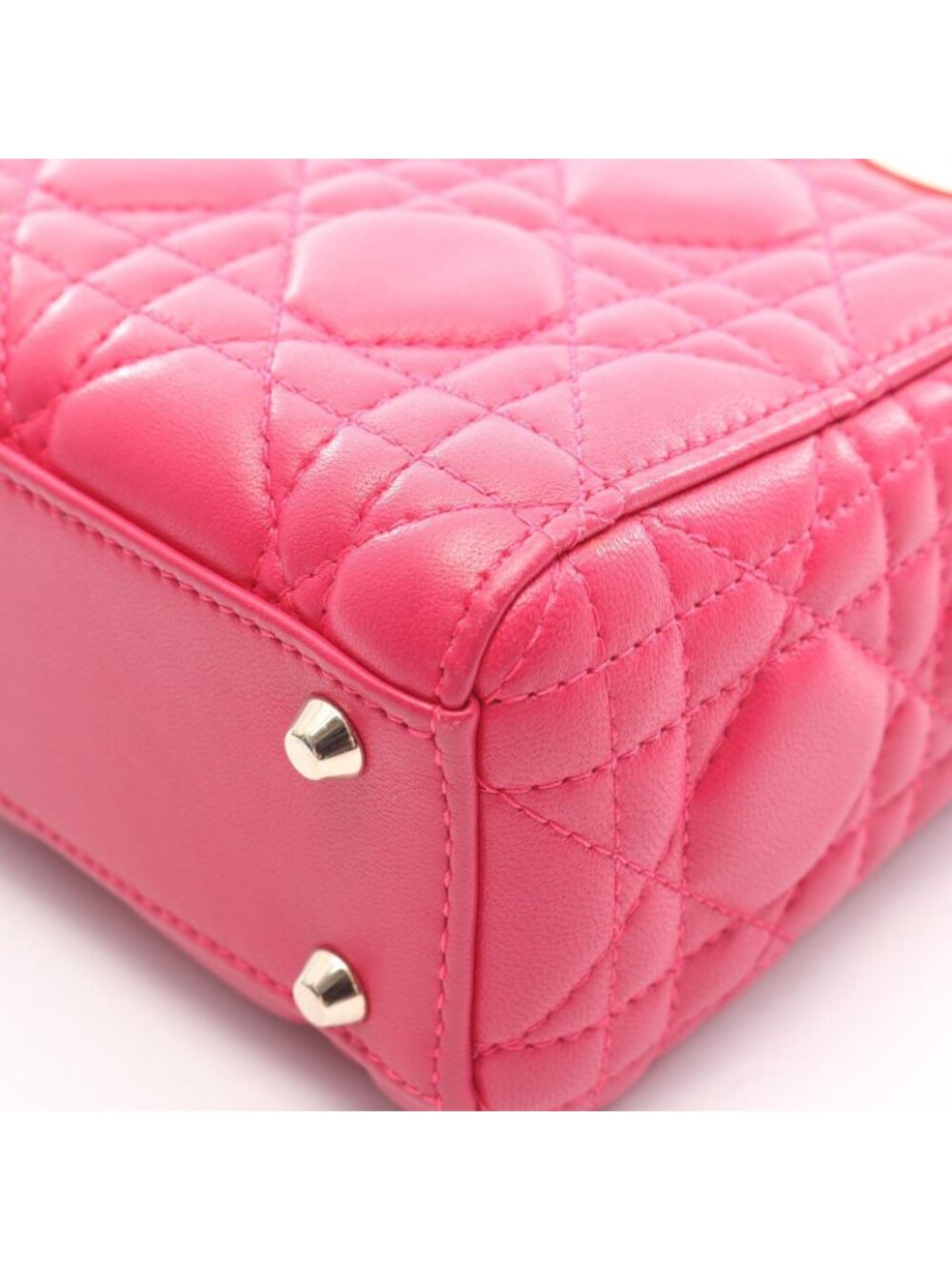Dior Handbag Lady Dior Mini Cannage 2-Way Magenta Leather Lady Dior Tote - Picture 9 of 15